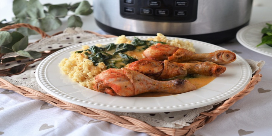 Rețetă pulpe de pui cu spanac la Multicooker Crock-pot Express cu gătire sub presiune by Teos Kitchen