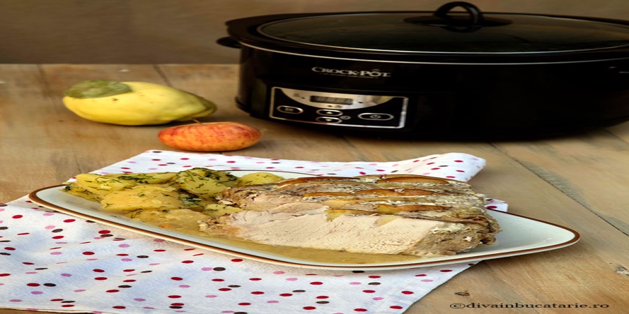 Reteta Cotlet impanat cu mere si gutui la Slow Cooker Crock Pot 4.7 L Digital...