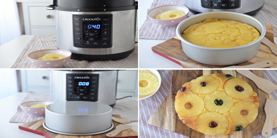 Reteta prajitura rasturnata cu fructe la Multicooker Crock-Pot Express cu gatire sub presiune by Teos Kitchen