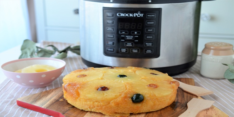 Reteta prajitura rasturnata cu fructe la Multicooker Crock-Pot Express cu gatire sub presiune by Teos Kitchen