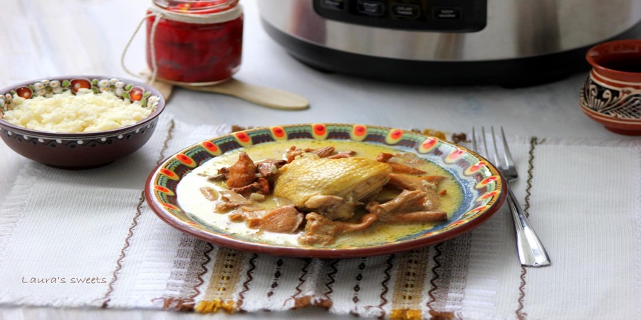 Reteta Pui cu sos de smantana si mustar la Multicooker Crock Pot Express cu g...