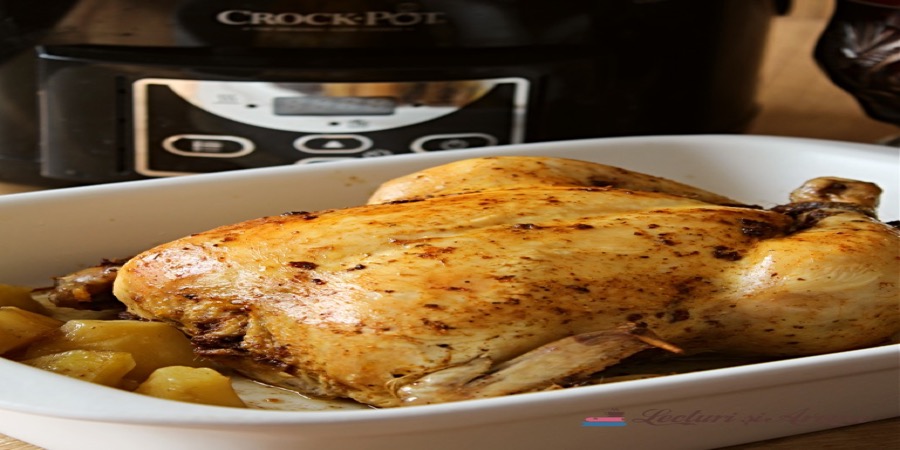 Rețetă pui ca la rotisor gătit la Slow Cooker Crock-pot 4.7L Digital by Lecturi și Arome