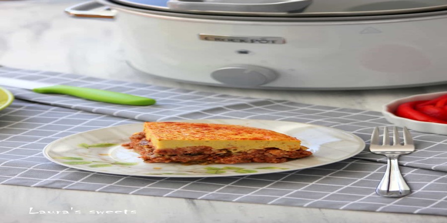 Rețetă musaca de vinete cu carne la slow cooker Crock-Pot 4.5L DuraCeramic Hinged Lid Sauté by Lauras Sweets