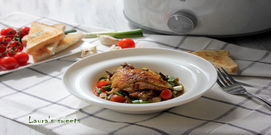 Friptură de pui cu ceapă verde și roșii: Slow Cooker 4.5L DuraCeramic Hinged ...