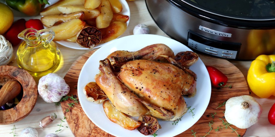 Rețetă pui întreg cu usturoi și lămâie la Slow Cooker 7.5L Digital Crock-Pot ...